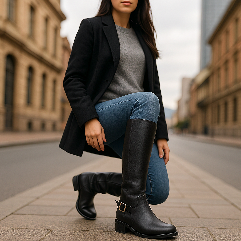 Bota Cuero Mujer Negro OCAi - Miranda
