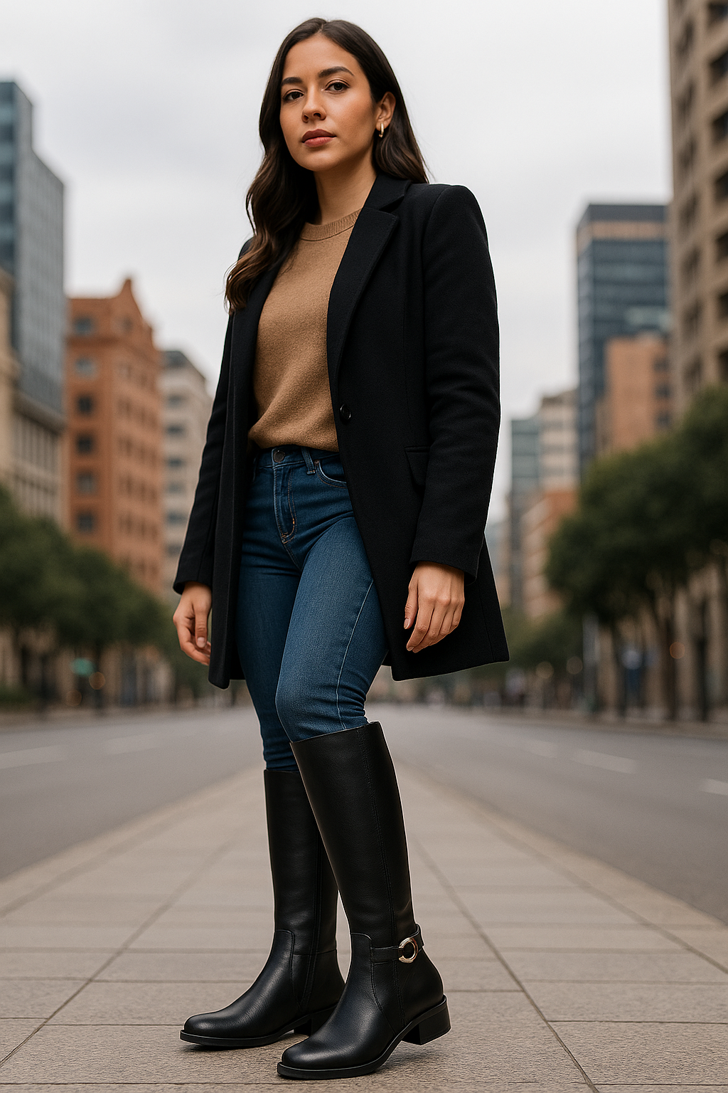 Bota Mujer Cuero Negro OCAi - Lore