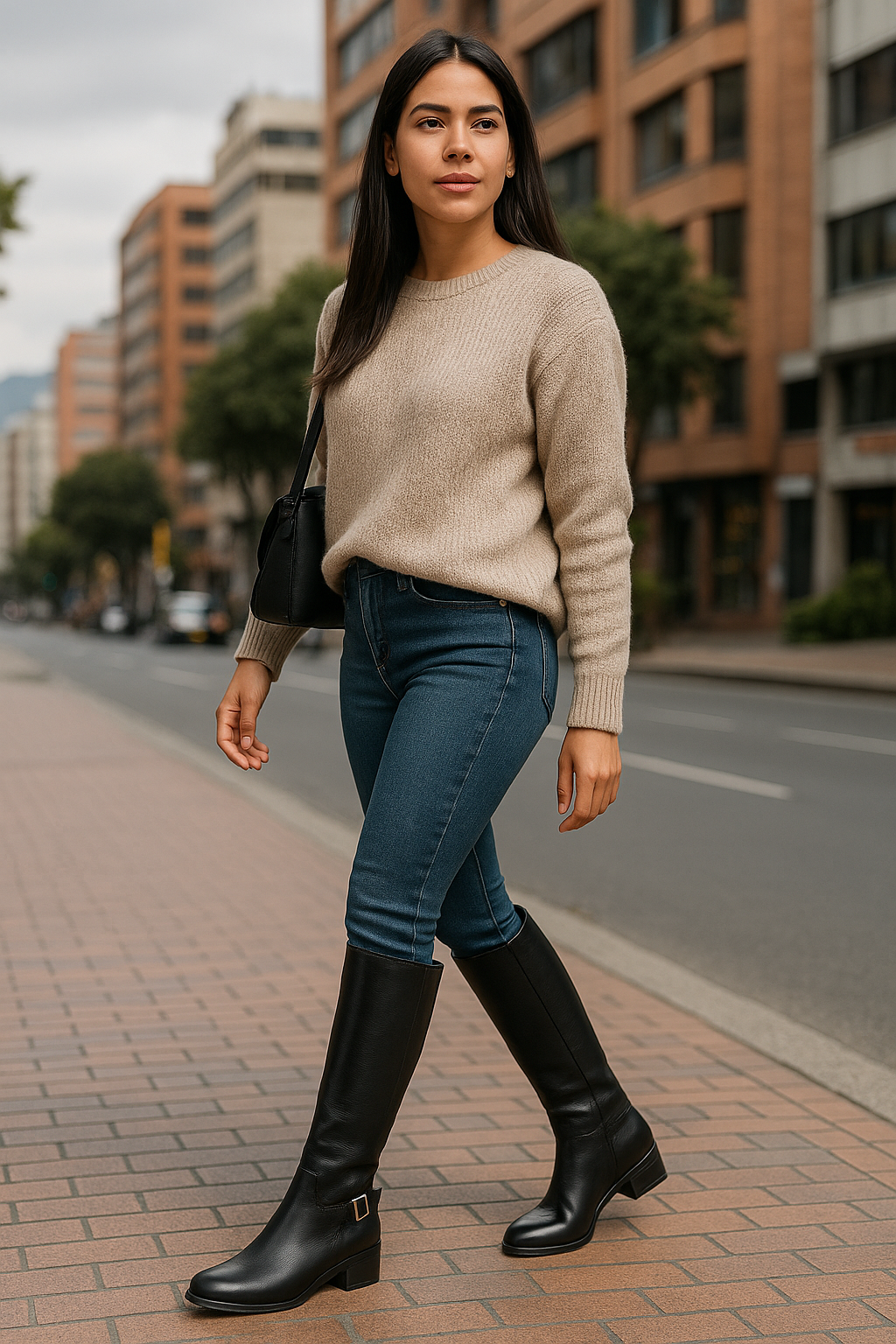 Bota Cuero Mujer Negro OCAi - Miranda