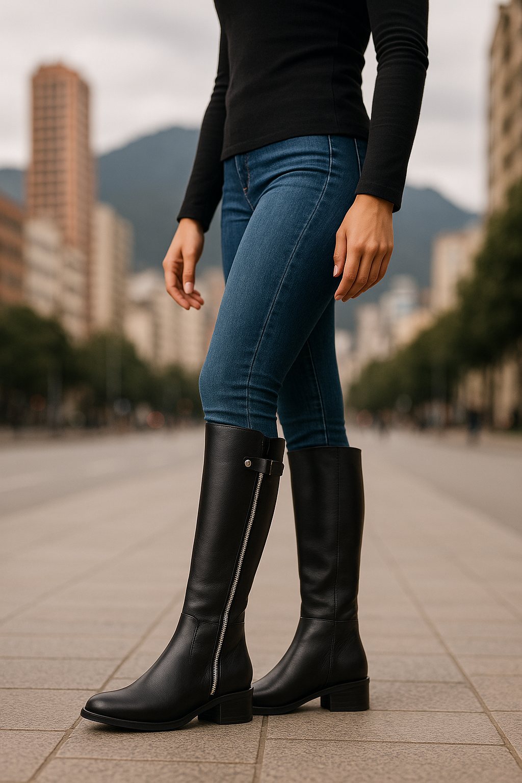 Bota Cuero Mujer Negro Ocai - Cata