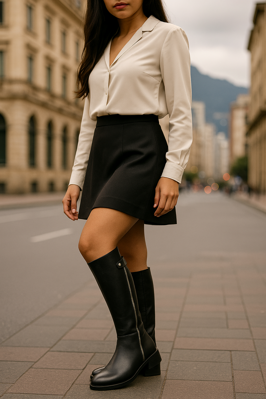 Bota Cuero Mujer Negro Ocai - Cata