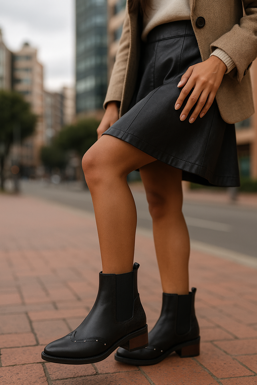 Botines Cuero Mujer Negro OCAi - Emma