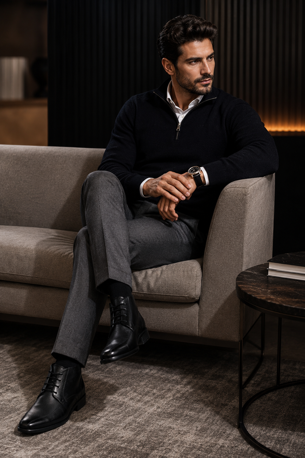Bota de Cuero Hombre Negro Ocai - Adryan