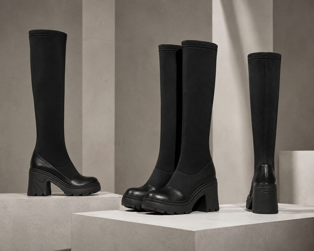 Bota Cuero x Textil Eclipse Negro
