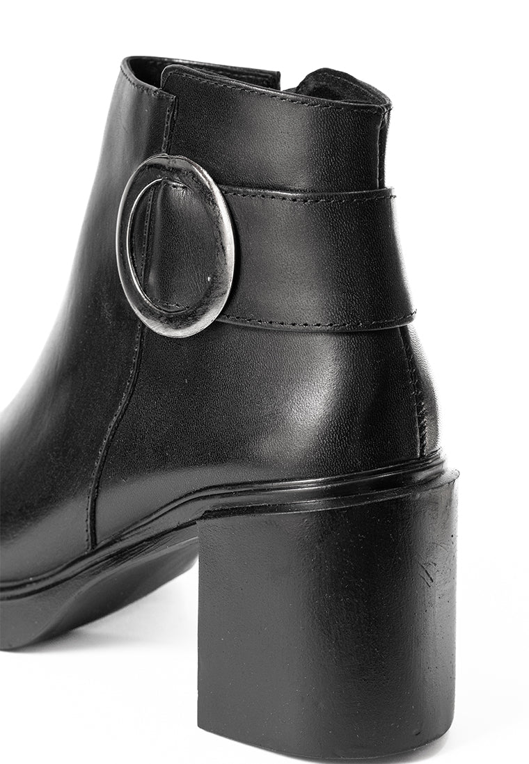 Botines en Cuero para Mujer con Tacón - Bianca