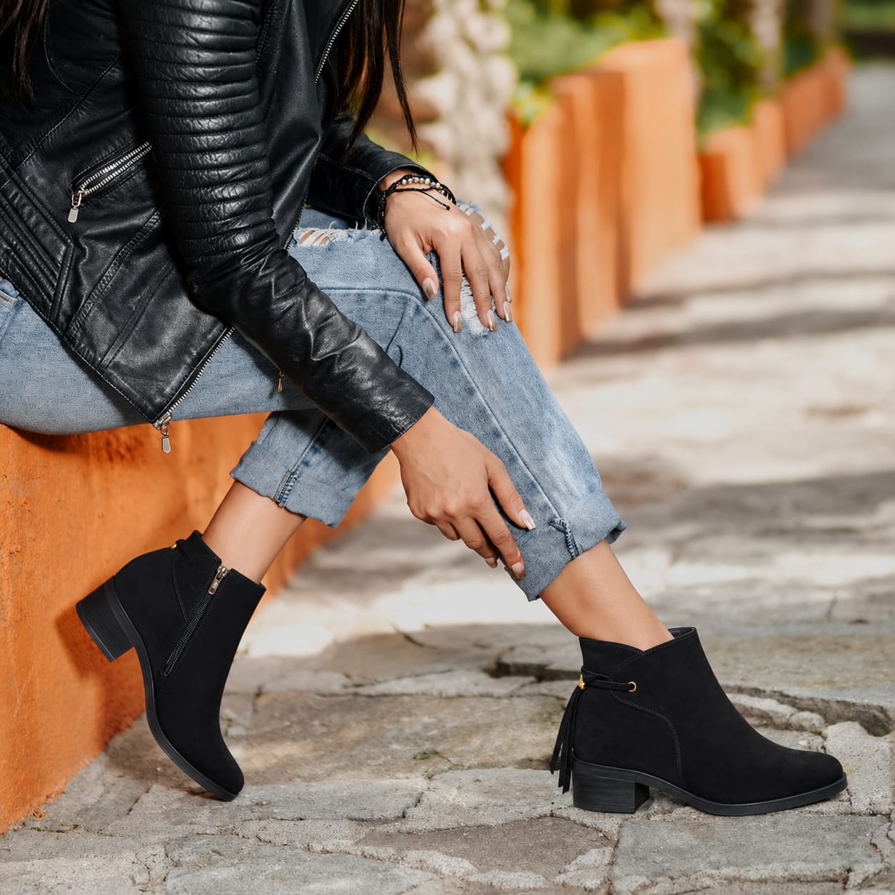 Botin Cuero Mujer Negro OCAi - Lina