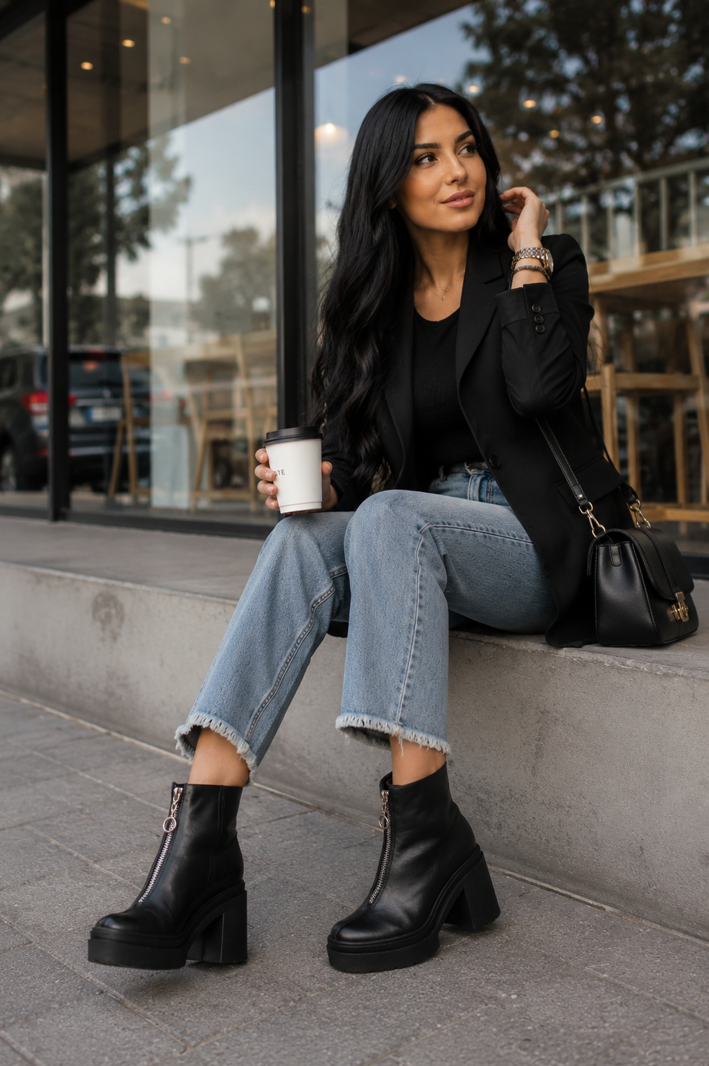 Bota Mujer Cuero Negro OCAi - Mia
