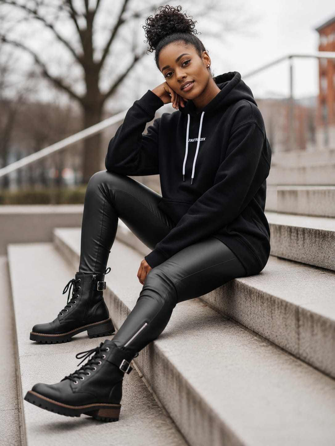 Bota Mujer Cuero Negro OCAi - Olivia