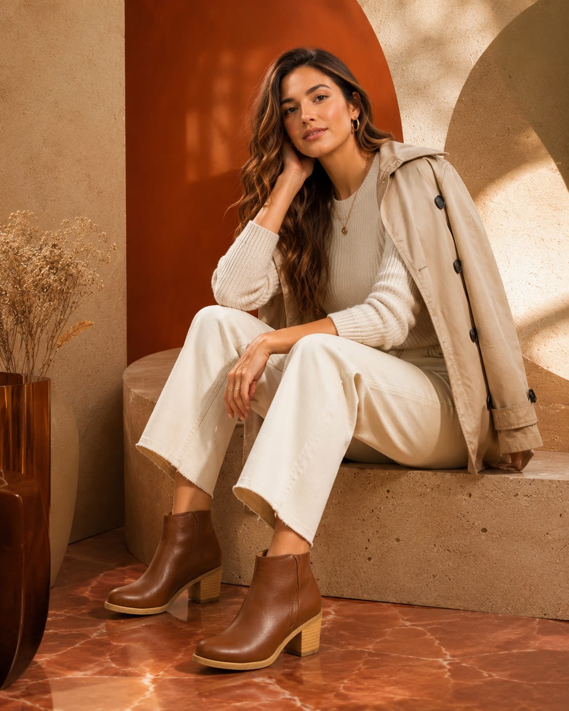 Botín Cuero Mujer Miel OCAi - Tina