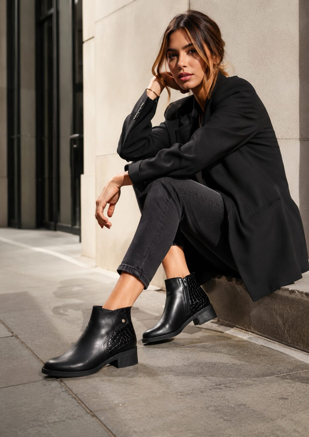 Botín Cuero Mujer Negro OCAi - Emilia